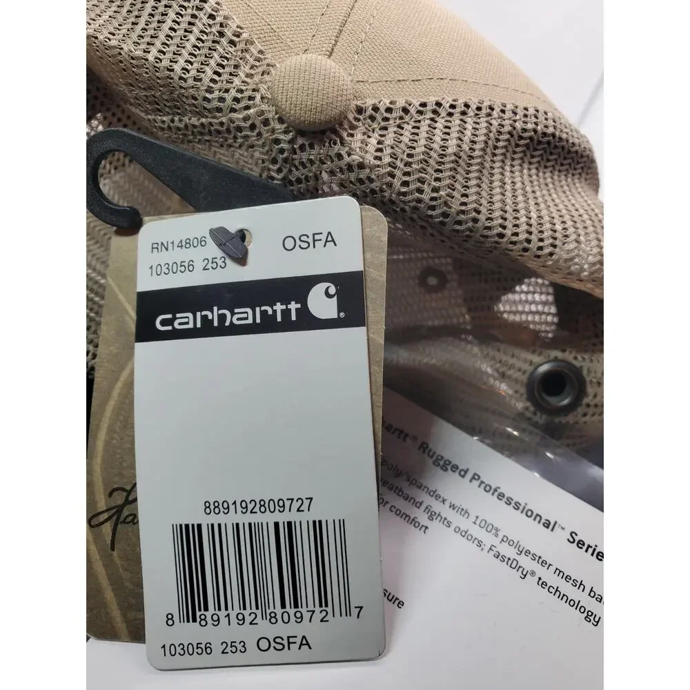 Carhartt Canvas Baseball Cap Beige Khaki Mens Hat One Size Adjustable Strapback